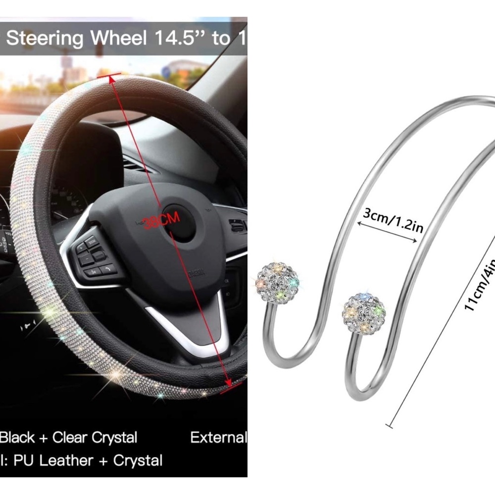 Crystal Steering Wheel Cover & Crystal Car Hooks
